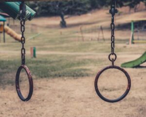 hanging rings on old playground equipment