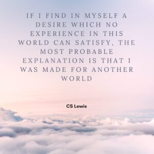 CS Lewis quote on cloud background