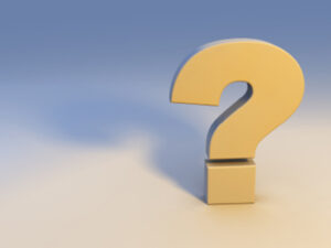 A question mark on a blue background