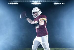 a football quarterback preparing to throw the football